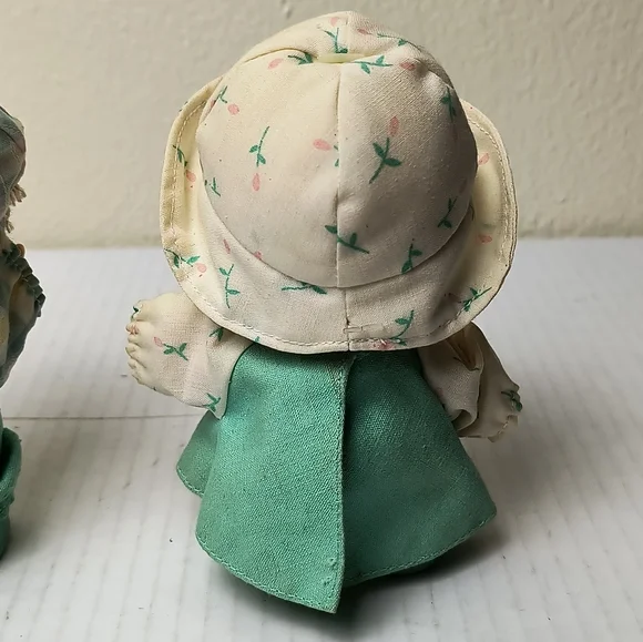 Precious Moments I Love You and Dad Doll Pair in Green Vintage 1988